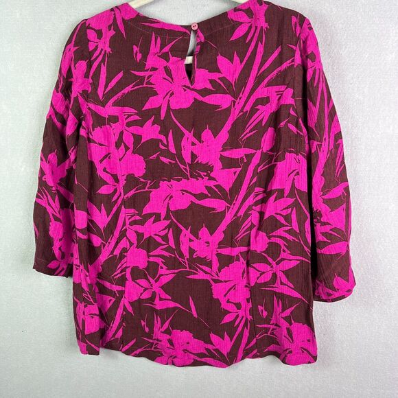Soft Surroundings Blouse Women Small Fuchsia Pink Tropical Oceo Gauze Top - Picture 6 of 11
